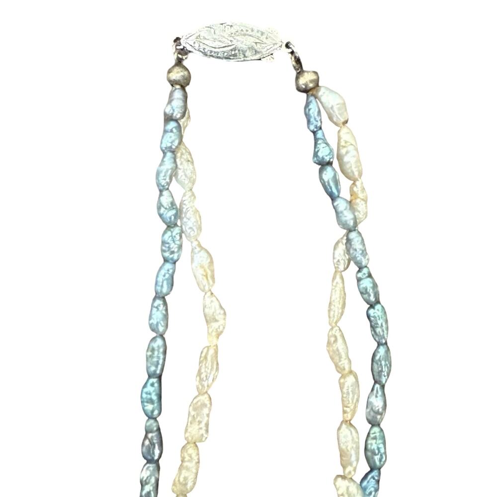 Vintage Beaded Necklaces White Blue Purple Green Blue Bangle Bracelet 4 Pieces - Picture 14 of 16